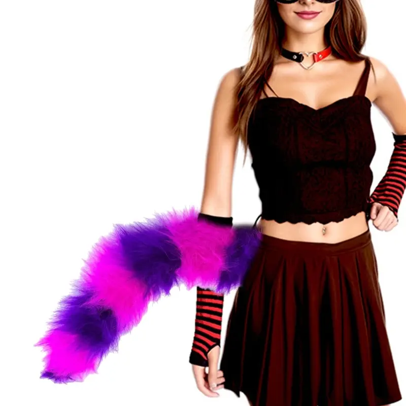 652F Cats Costumes Wolf Foxes Ears Headband Cats Tail Heart Choker for Christmas Halloween Cosplay Party Costume Accessories