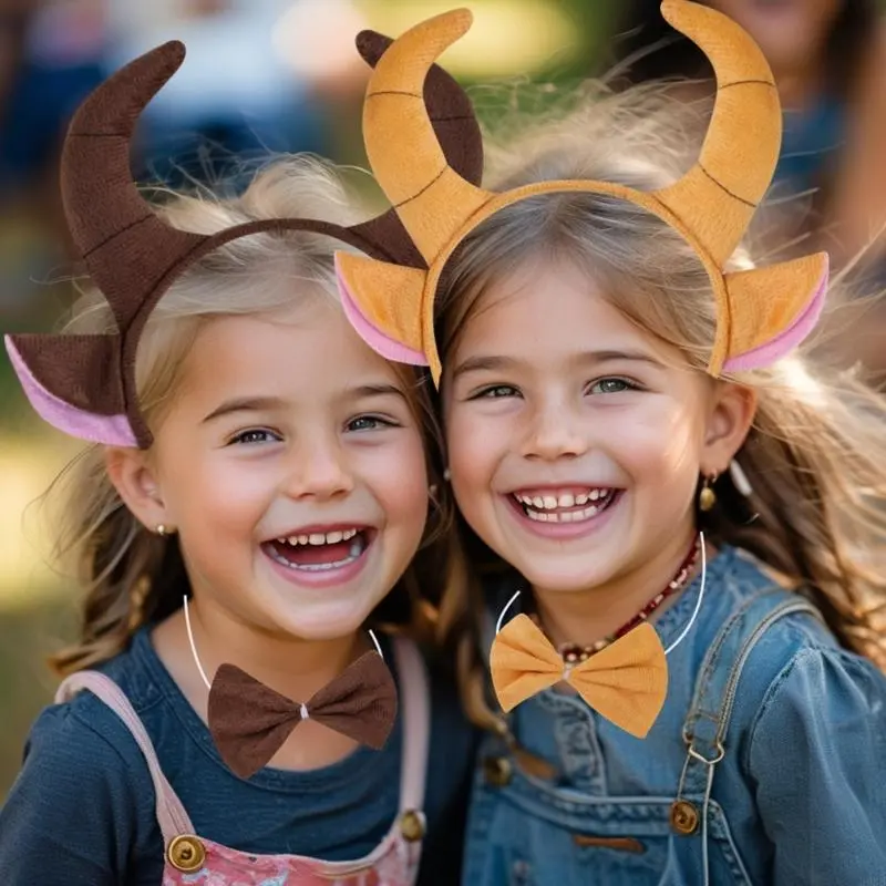 652F Unique OX Horn Headband Animal Ears Plush Headpiece Party Cosplay Costume Headdress for Parties and Celebrations