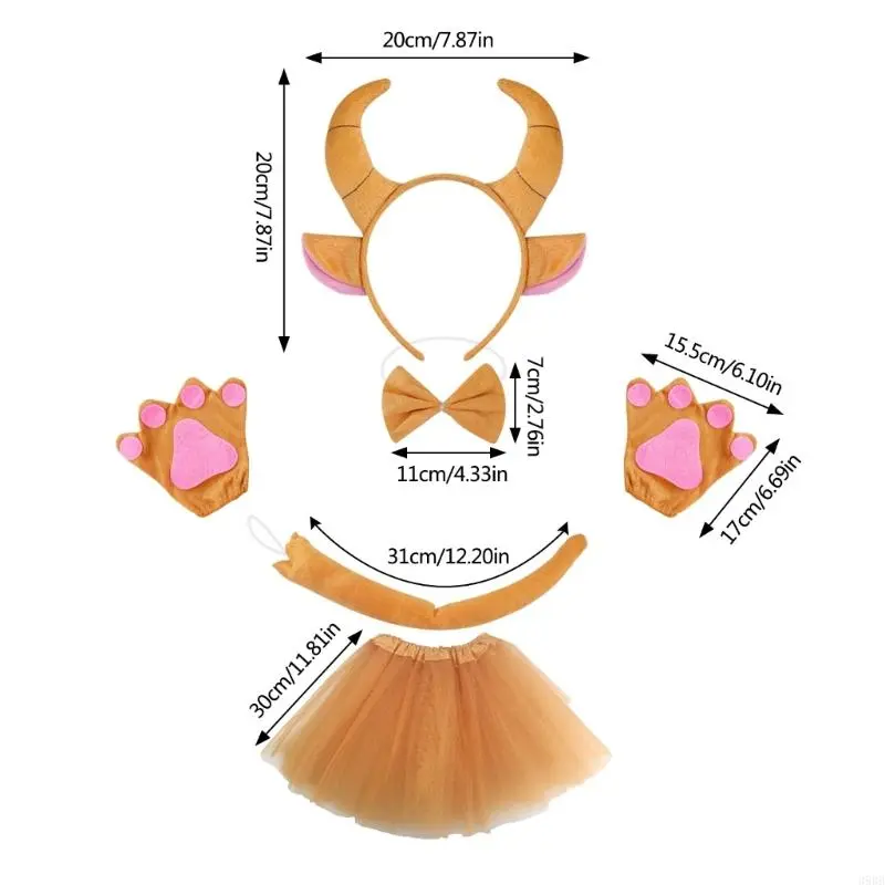 652F Unique OX Horn Headband Animal Ears Plush Headpiece Party Cosplay Costume Headdress for Parties and Celebrations