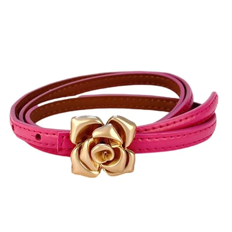 652F Female Jeans Dress Waistband New Unique Leather Belt Cowskin Skinny Belt for Dresses and Jeans