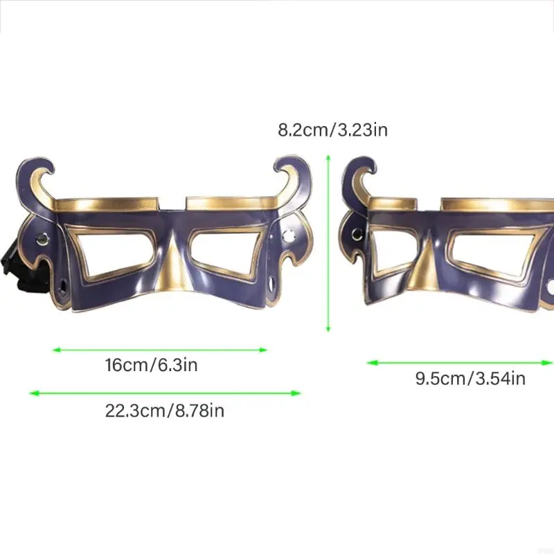 652F Mysterious Sanxingdui Styke Mask Durable Lightweight Plastic Half Face for Adult Women Men Halloween Cosplay Costumes