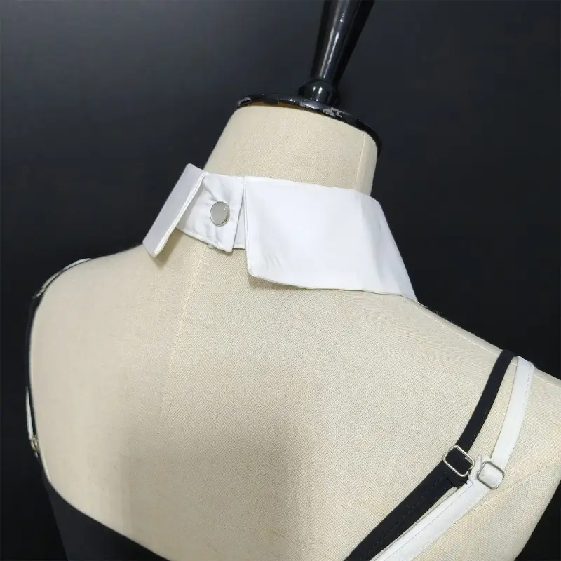 652F Victorian Styles Shirt Collar Enhancers Layered Ruffled Front Detachable Blouse False Collar Layering Neckwear for Women