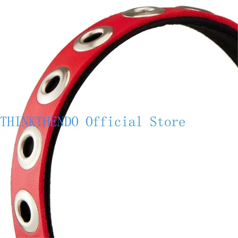 39BB Punk Rivets Hair Accessory PU Leather Gothic Headband for Daily Wear and Parties