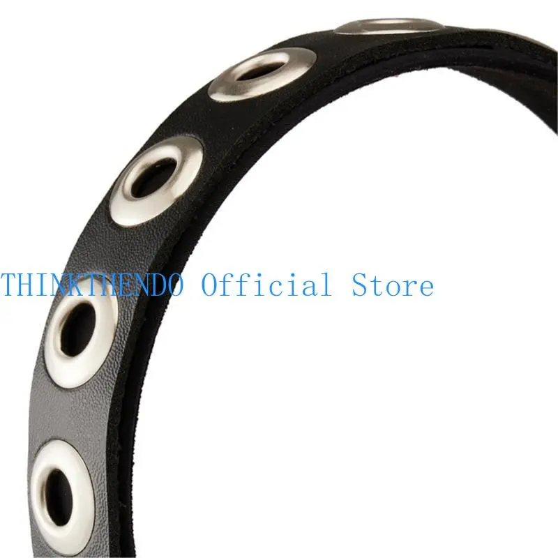 39BB Punk Rivets Hair Accessory PU Leather Gothic Headband for Daily Wear and Parties