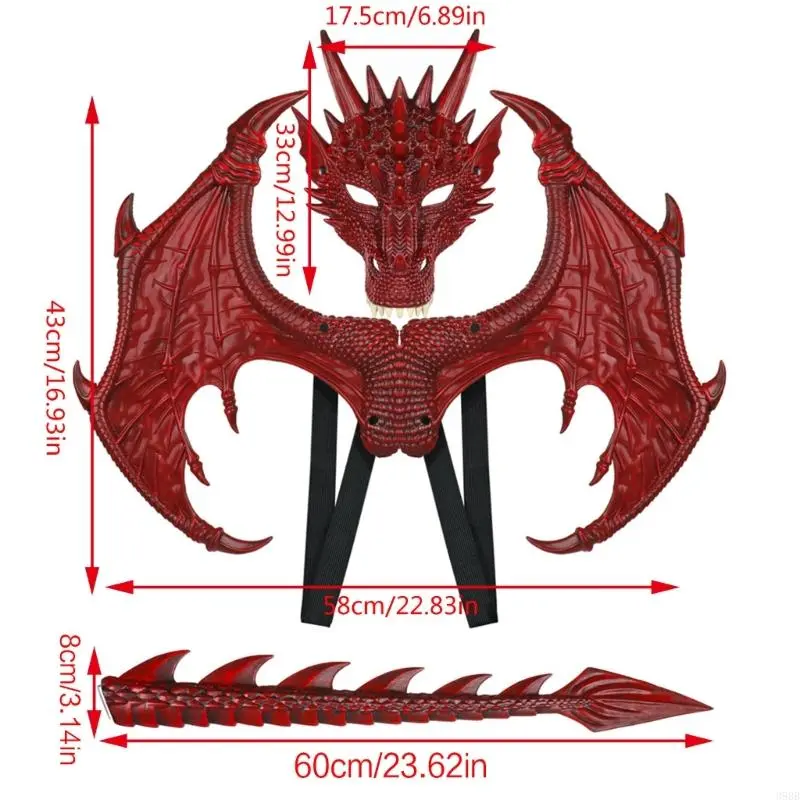 652F Angel , Dragon Costume For Kids, Dragon Wing Tail Mask Set, Cosplays Costume Halloween Dragon Costume, Angel