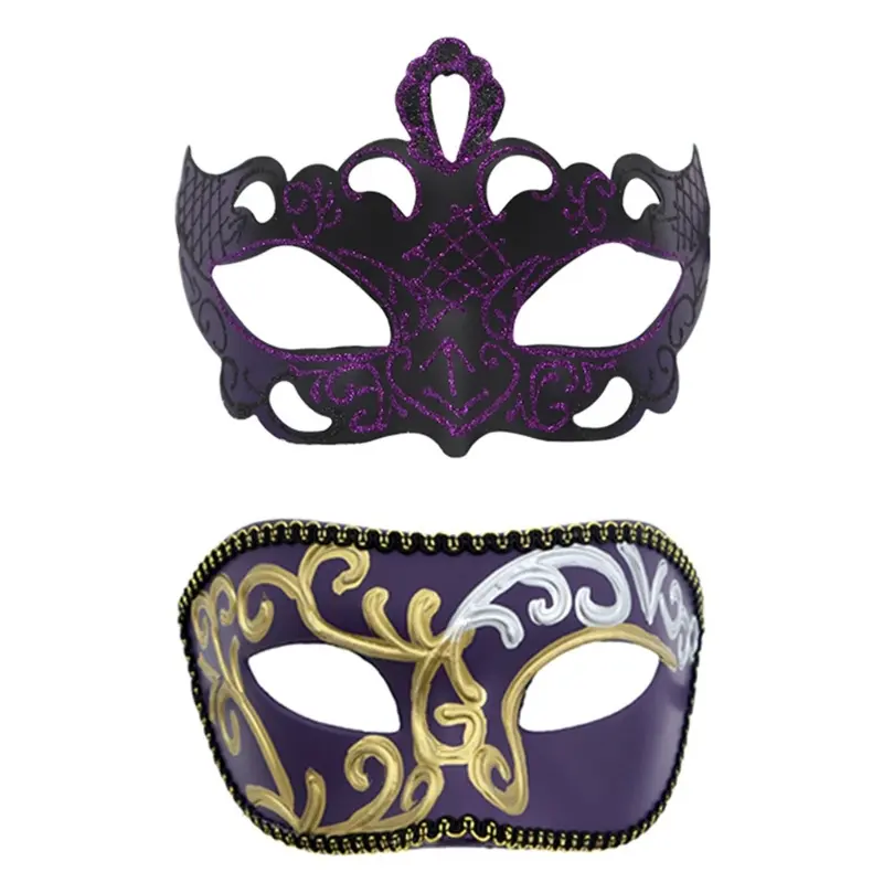 652F Couple Masquerade Mask for Women Men Halloween Half Face Mask Masquerade Eye Mask for Masquerade Halloween Wedding Prom