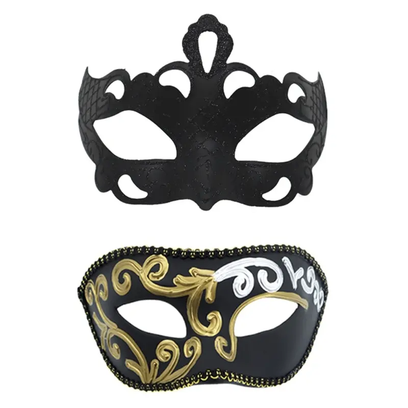 652F Couple Masquerade Mask for Women Men Halloween Half Face Mask Masquerade Eye Mask for Masquerade Halloween Wedding Prom