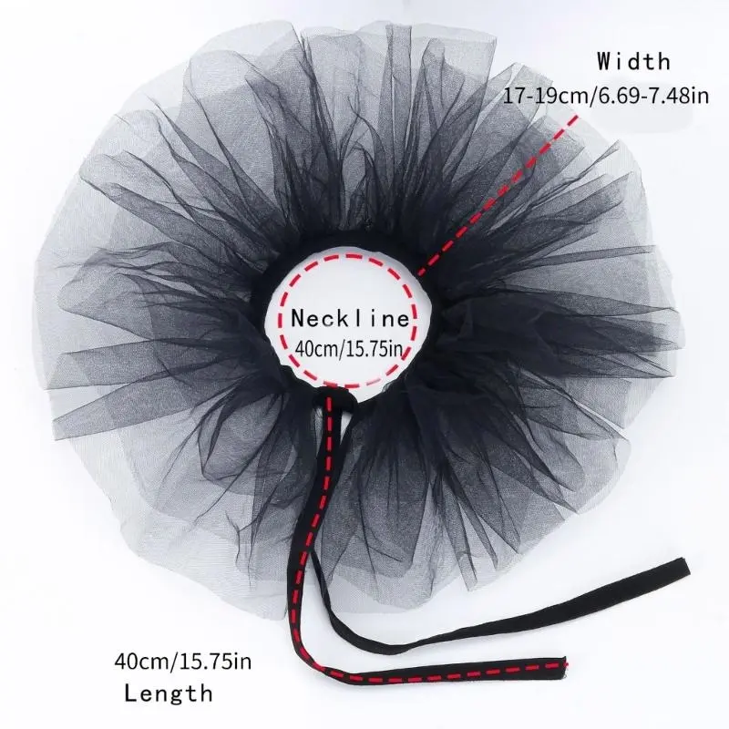 652F Vintage Clown Collar White Ruffle Tulle Collar for Masquerades Party Roleplay Stage Performances Costume Accessory