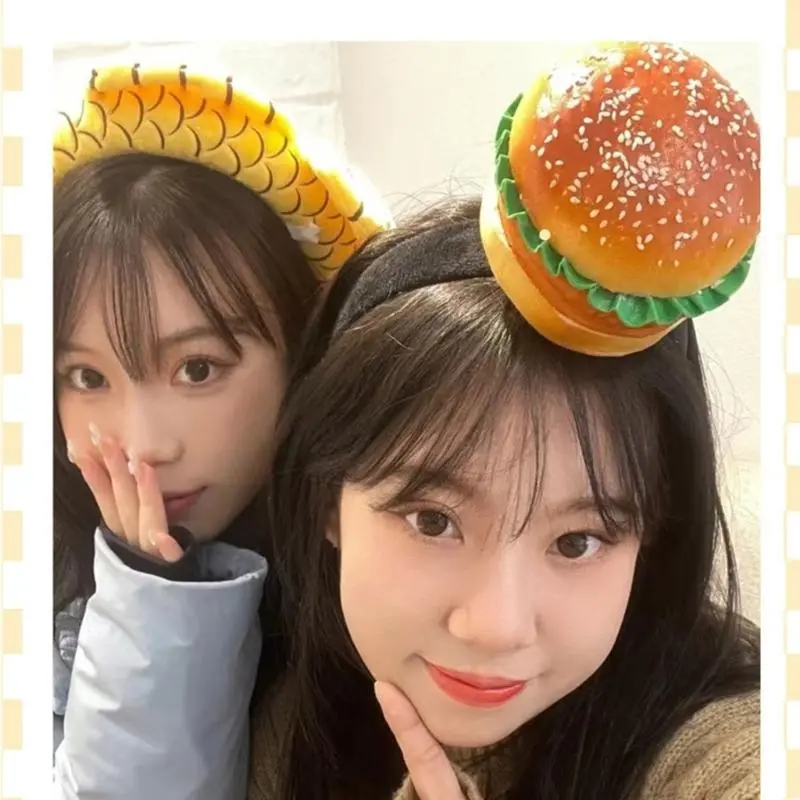 652F Quirky Hamburger Headwear Comfortable Headpiece with Realistic Sandwich for Theme Event