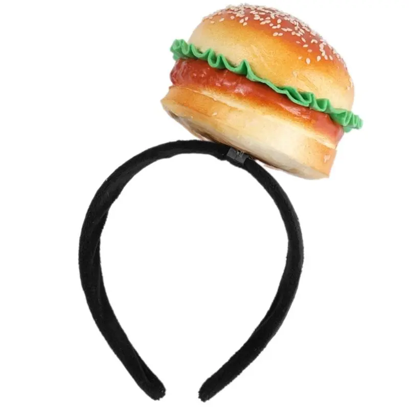652F Quirky Hamburger Headwear Comfortable Headpiece with Realistic Sandwich for Theme Event