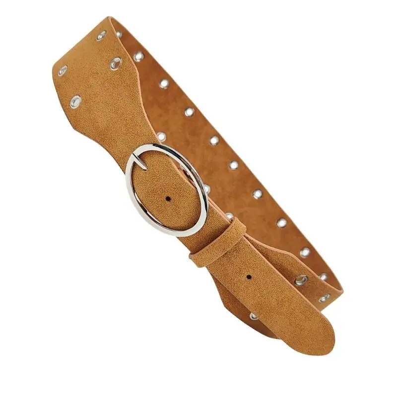 652F 2000s Corset Belt Women Decorative Belt for Pants Dress PU Leather Rivet Studded Cincher Belt Fashion Waistband for Daily