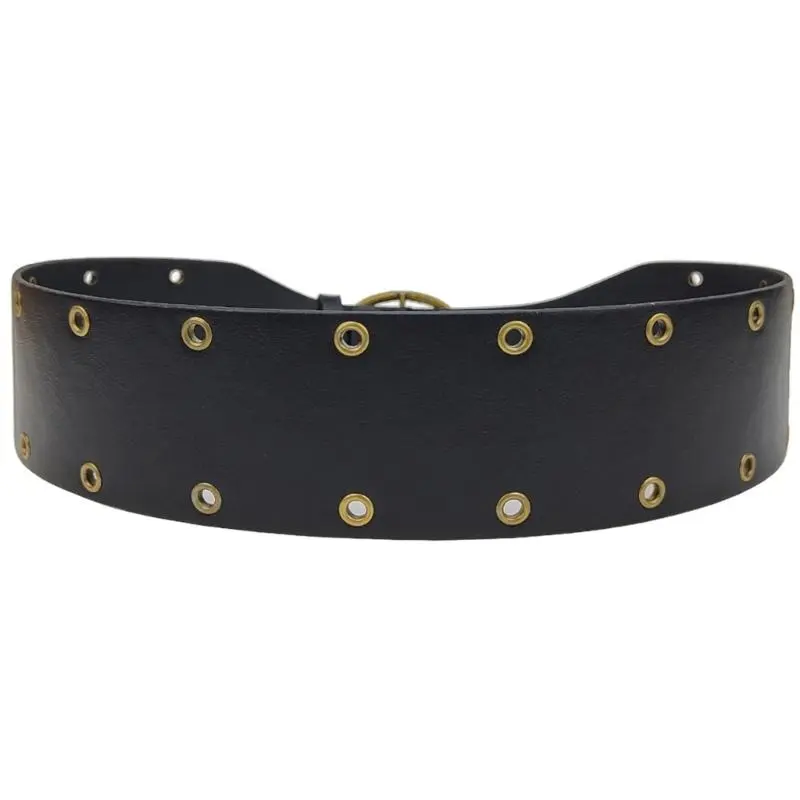 652F 2000s Corset Belt Women Decorative Belt for Pants Dress PU Leather Rivet Studded Cincher Belt Fashion Waistband for Daily