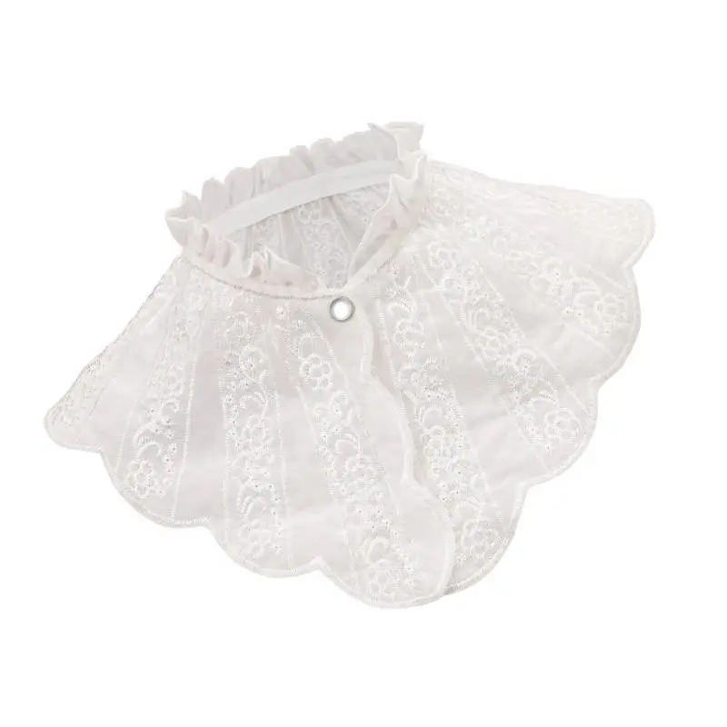 652F Stylish Embroidery Collar Removable Adjustable Collar Dress Shirt Collar for Halloween Masquerades