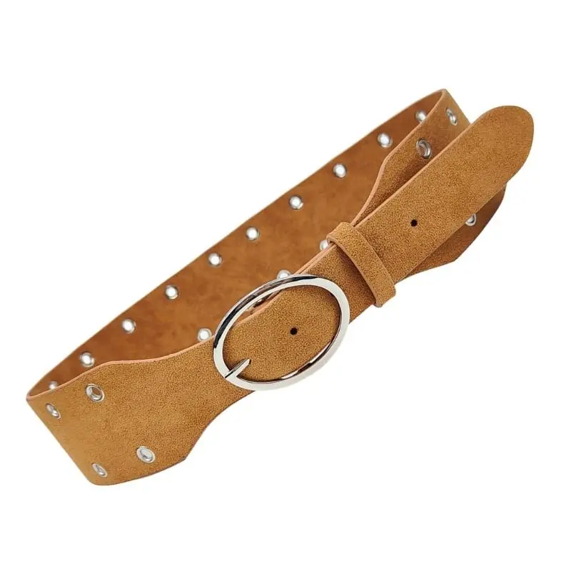 652F 2000s Corset Belt Women Decorative Belt for Pants Dress PU Leather Rivet Studded Cincher Belt Fashion Waistband for Daily