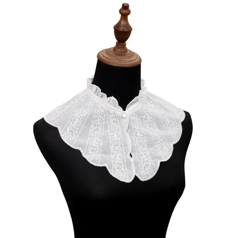 652F Stylish Embroidery Collar Removable Adjustable Collar Dress Shirt Collar for Halloween Masquerades