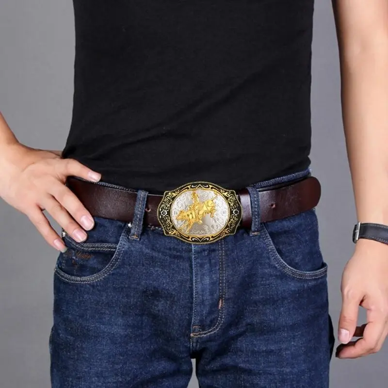 652F Western-style Buckle Unisex Waist Belt Metal Buckle Household Supplies for Indoor Outdoor Traveling Camping Hiking