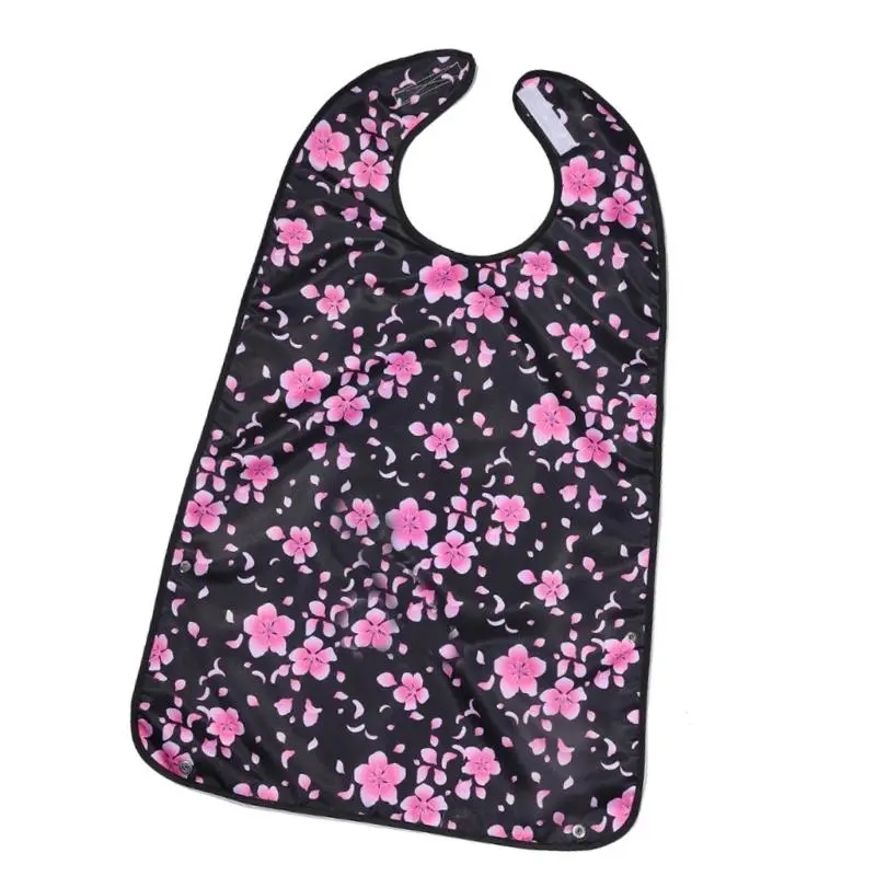 652F Waterproofing Adult Dining Bib Scarf for Elderly Comfortable Reusable Clothing Protector Fashionable Flower