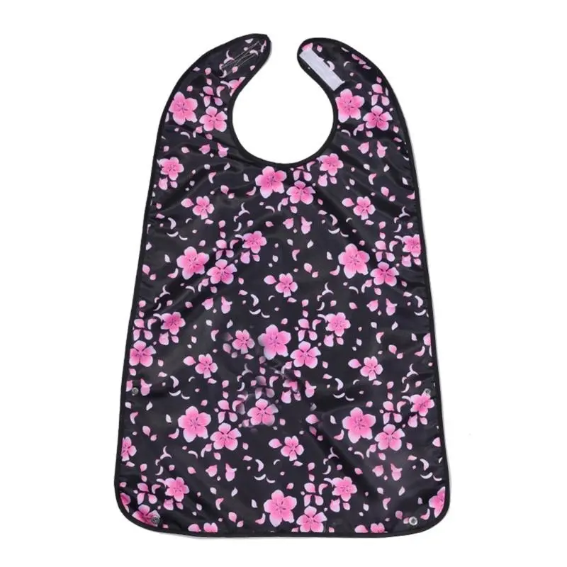 652F Waterproofing Adult Dining Bib Scarf for Elderly Comfortable Reusable Clothing Protector Fashionable Flower