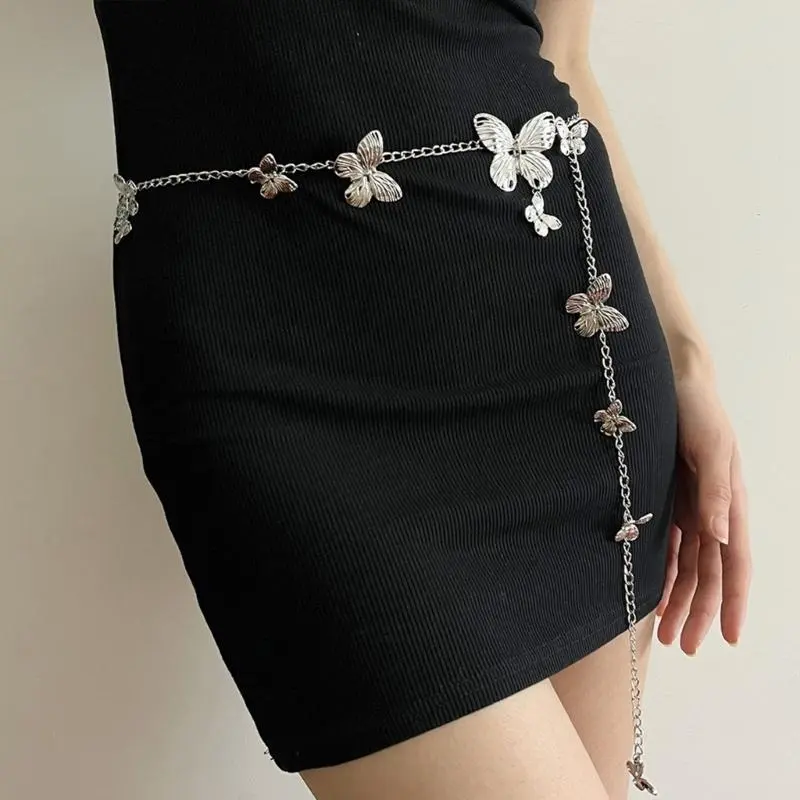 652F Elaborate Chain Belly Chain for Dress Chain Belt for Women Waist Chain Belt Butterfly Waist Chain Butterfly Belt