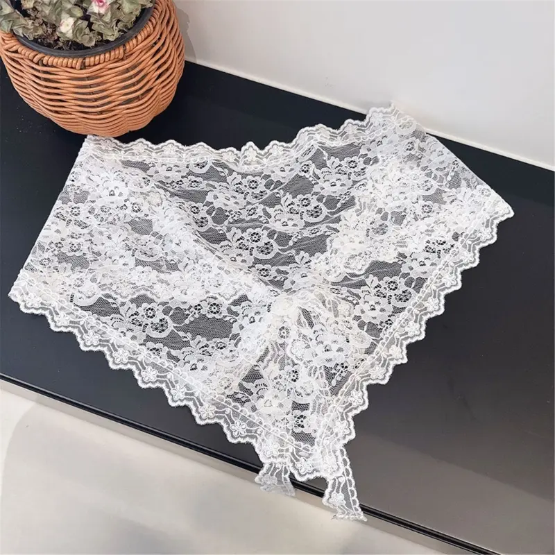 652F Girls Lace Bandana Balletcore Headscarf Embroidered Bandana Hip Scarf Headwear Turban Balletcore Photo Props