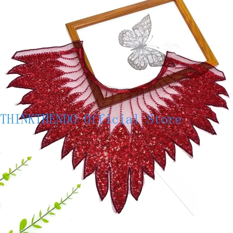 39BB Decorative Sequined Meshes Appliques Heavy Type Embroidered Collar Appliques
