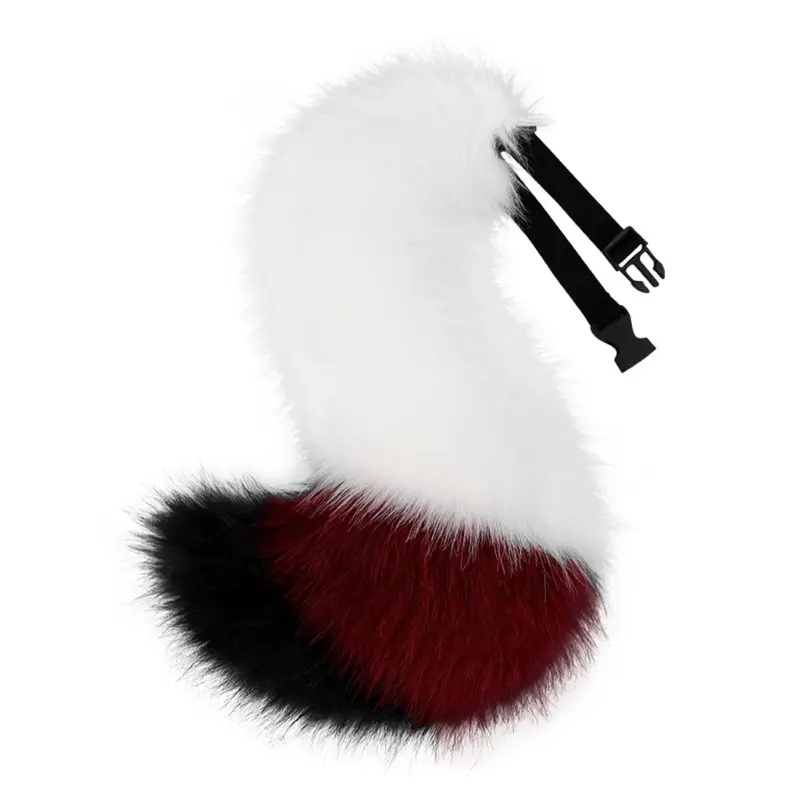 652F 2Pcs Animal Cosplay Costume Fauxs Furs Wolf Cats Foxes Tail and Cats Ears Headbands Halloween Party Costume Accessories