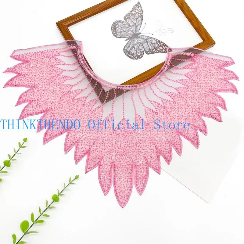 39BB Decorative Sequined Meshes Appliques Heavy Type Embroidered Collar Appliques