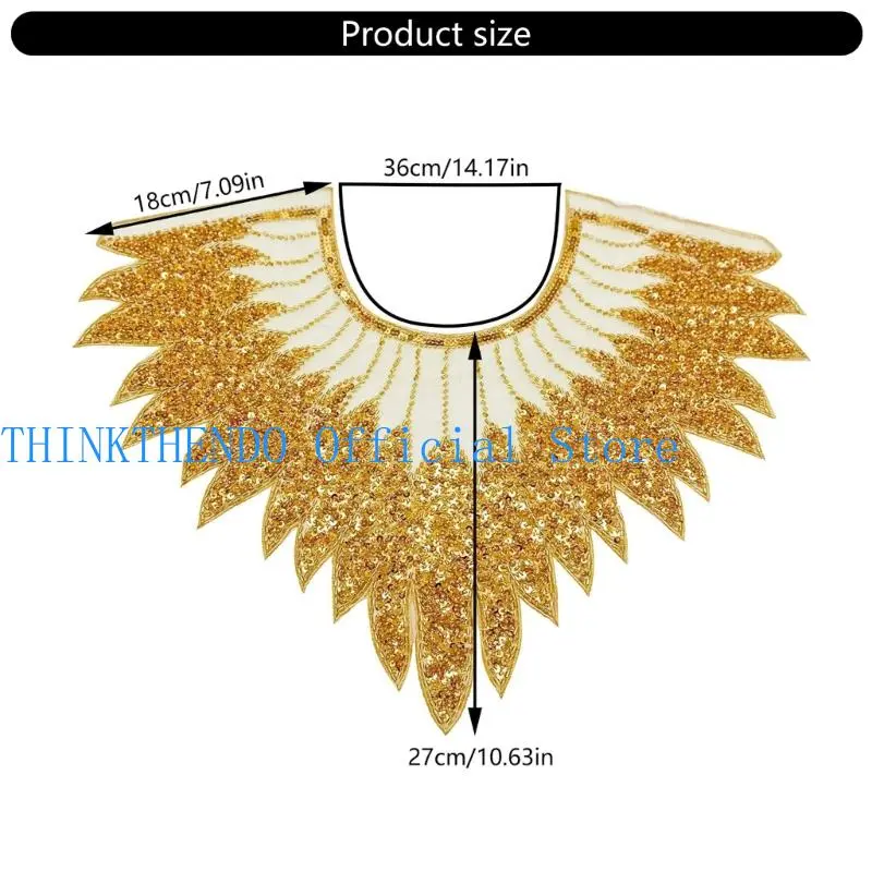39BB Decorative Sequined Meshes Appliques Heavy Type Embroidered Collar Appliques