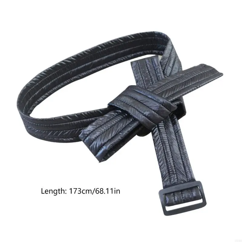 652F Cotton Padded Waist Belt Women Down Coat Belt Brushed Decorate Length Adjustable Coat Belt with Adjustable Buckle
