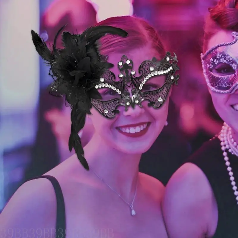 39BB Masquerade Mask Venetians Mask Half Face Mask Crystal Lace Eye Mask Party Mask