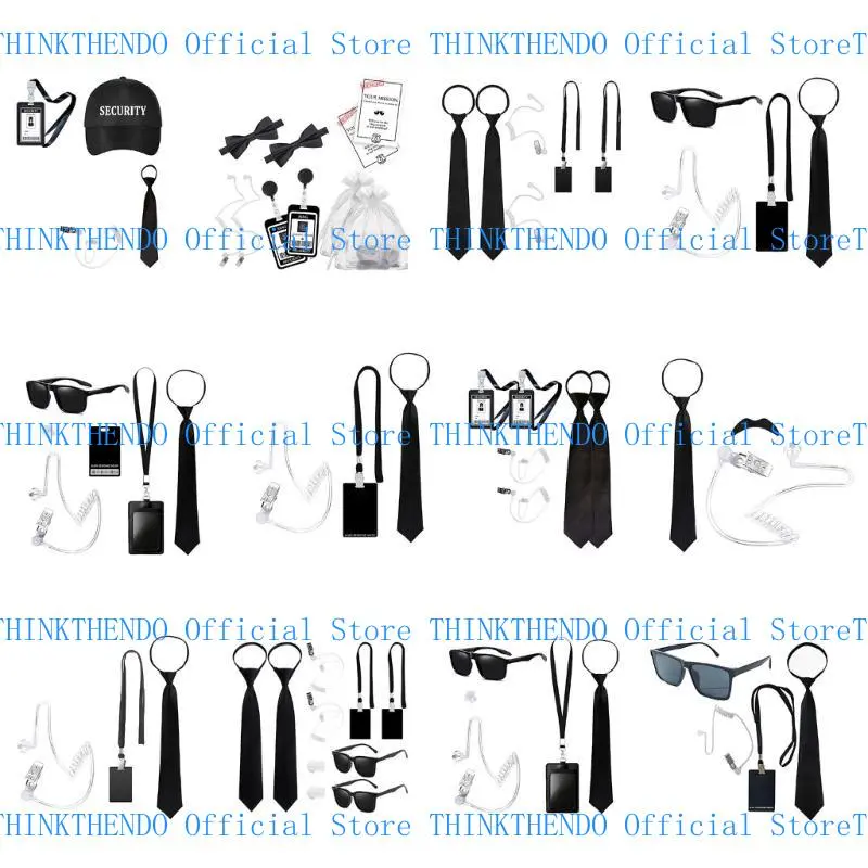 39BB Security Guard Cosplay Costume including Black Glasses Earpiece And Neck Tie For Kid Men Children Boy Halloween Dress up