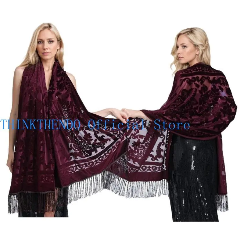 39BB Long Tassels Women's Shawl Fringed Shoulder Wrap Ethnic Chinese Chipao Shawl