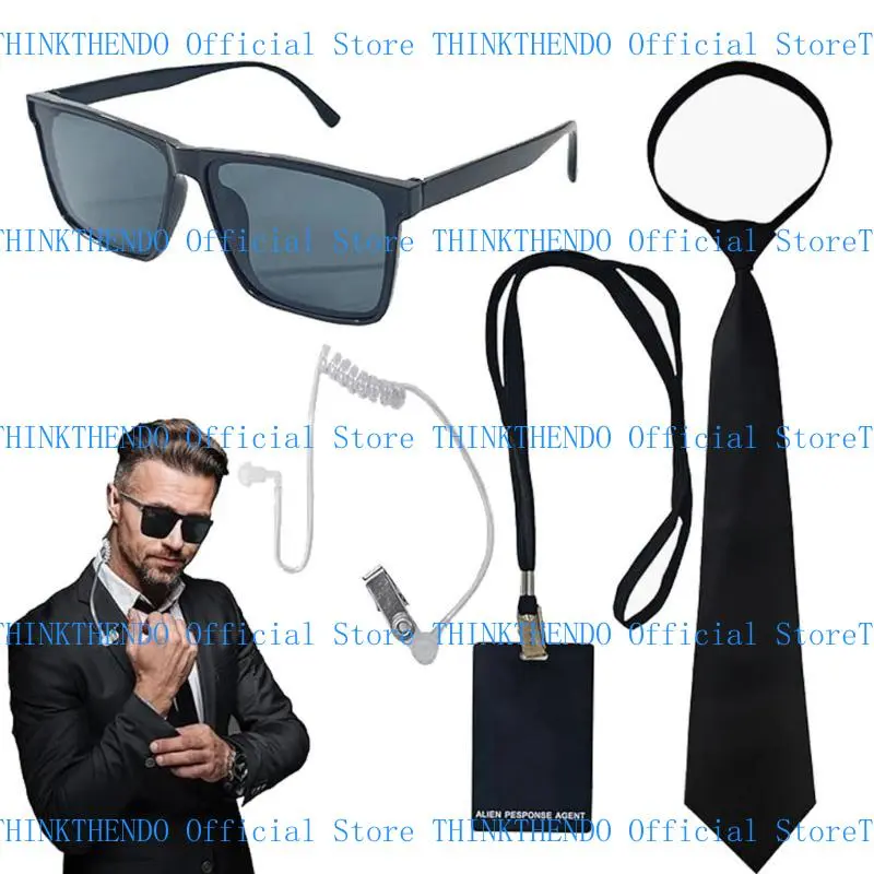 39BB Security Guard Cosplay Costume including Black Glasses Earpiece And Neck Tie For Kid Men Children Boy Halloween Dress up