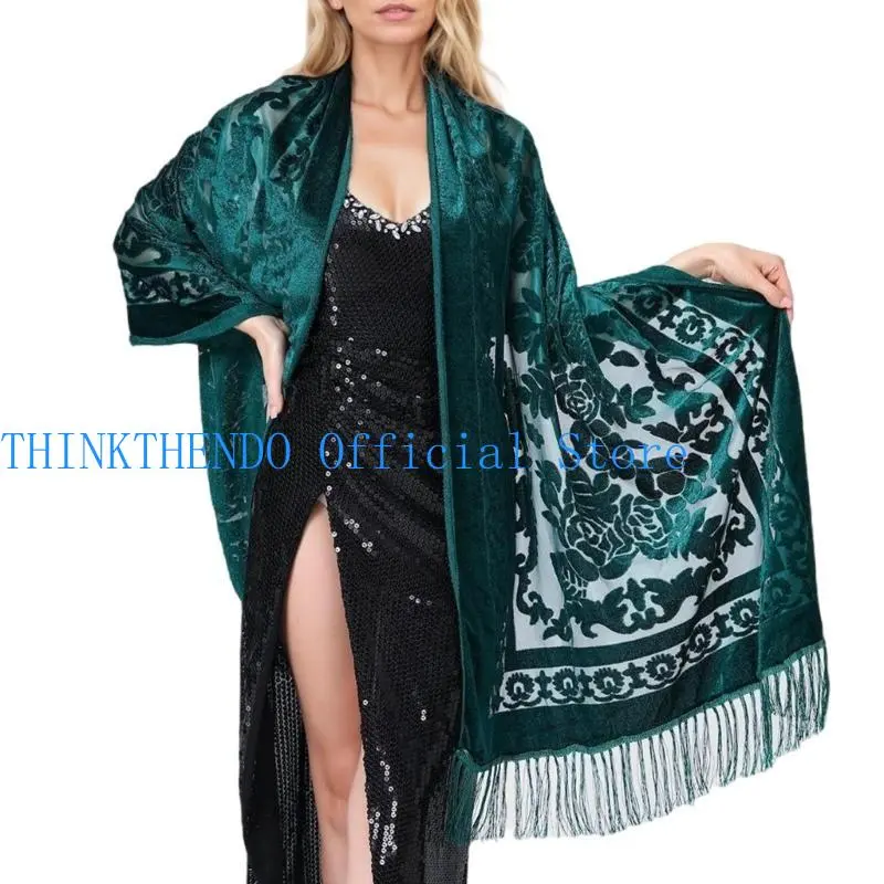 39BB Long Tassels Women's Shawl Fringed Shoulder Wrap Ethnic Chinese Chipao Shawl
