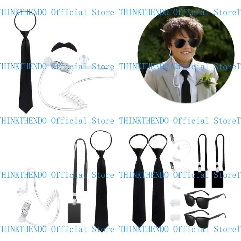 39BB Security Guard Cosplay Costume including Black Glasses Earpiece And Neck Tie For Kid Men Children Boy Halloween Dress up
