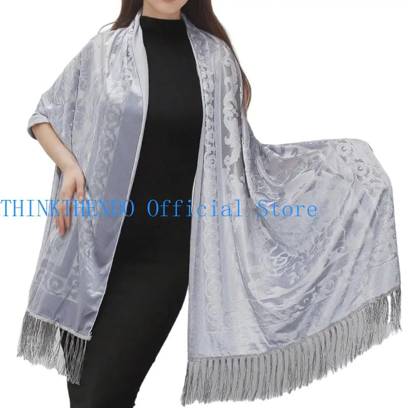 39BB Long Tassels Women's Shawl Fringed Shoulder Wrap Ethnic Chinese Chipao Shawl