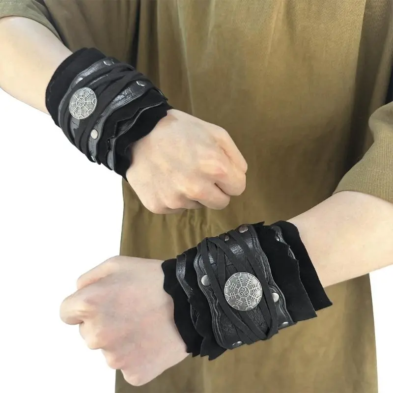 652F Historical Armbands Roleplay Arm Gauntlets Vintage Arm Protector with Arm Guard for Music Festival Theme Event