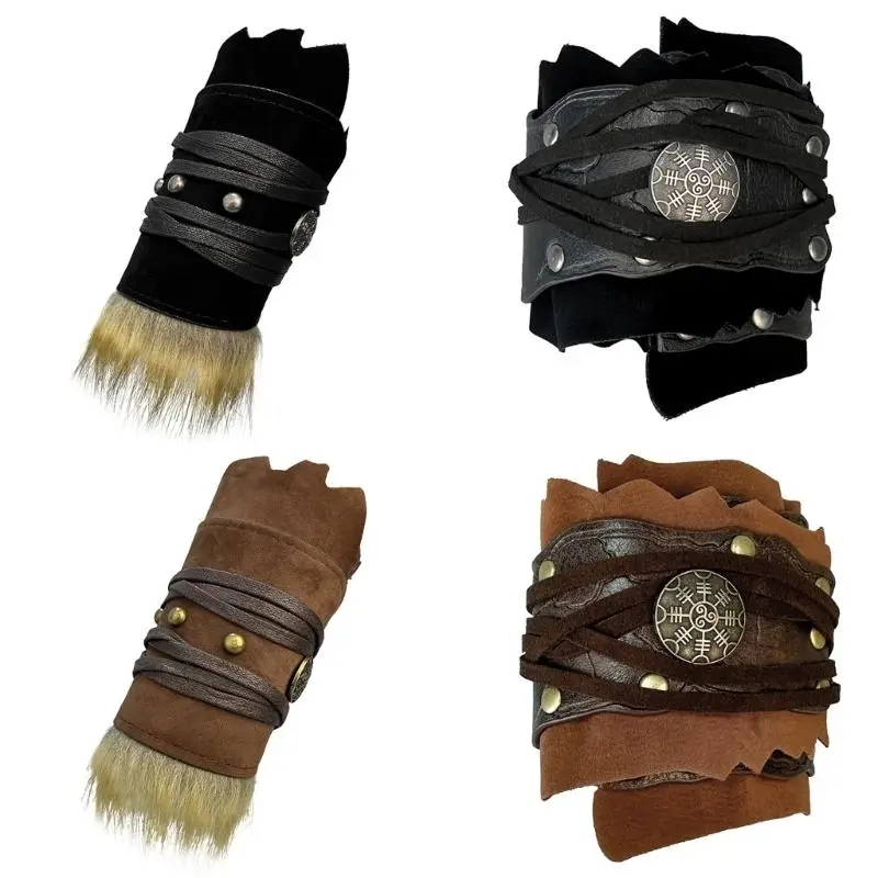 652F Historical Armbands Roleplay Arm Gauntlets Vintage Arm Protector with Arm Guard for Music Festival Theme Event