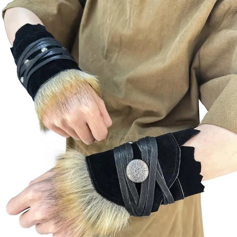 652F Historical Armbands Roleplay Arm Gauntlets Vintage Arm Protector with Arm Guard for Music Festival Theme Event