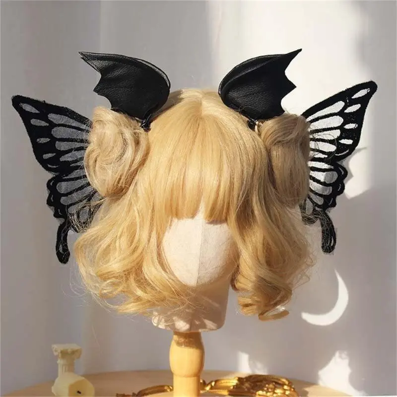 652F Black Butterfly Hair Clip Bat Wing Hair Clip Devil Wing Hair Clip Goth Barrettes Lolit Hair Clip Butterfly Barrettes