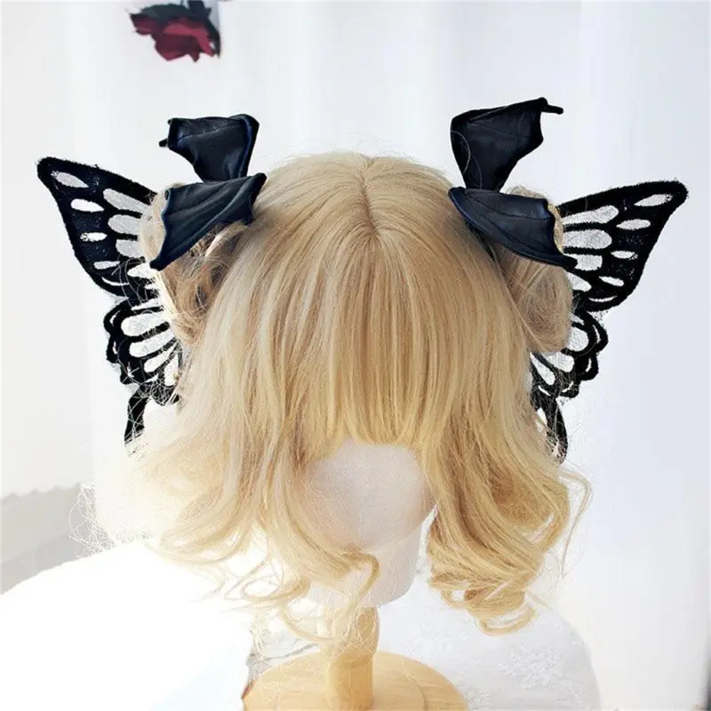 652F Black Butterfly Hair Clip Bat Wing Hair Clip Devil Wing Hair Clip Goth Barrettes Lolit Hair Clip Butterfly Barrettes
