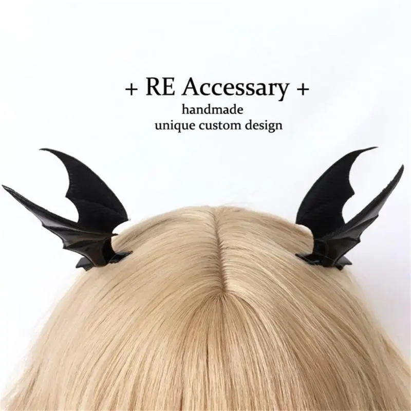 652F Black Butterfly Hair Clip Bat Wing Hair Clip Devil Wing Hair Clip Goth Barrettes Lolit Hair Clip Butterfly Barrettes
