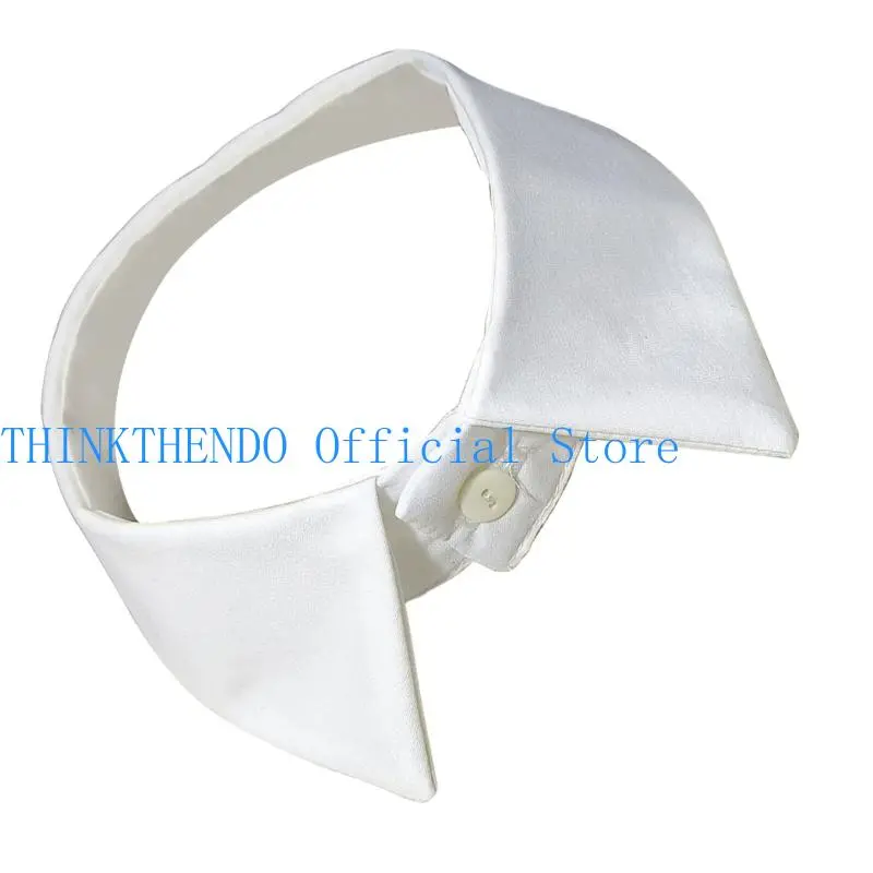 39BB Victorian Lapel Faux Collar with Layer Ruffle Front Blouse Enhancement Accessory