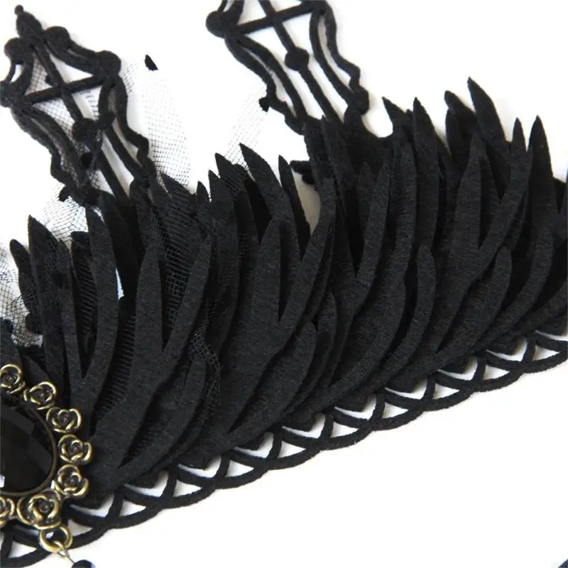 652F Goth Witch Headpiece Black Queen Goth Headband Black Queen Tiaras Gothi Halloween baroque