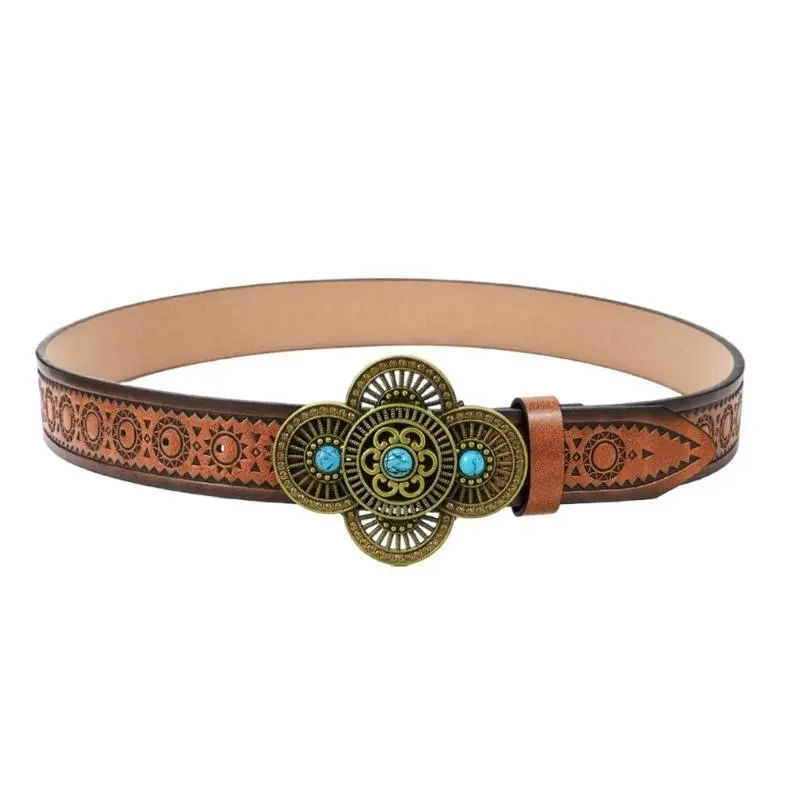 652F Elegant Leather Belt Stylish Women's Cream Waist Belts Sophisticated Waistband for Stylish Outfits