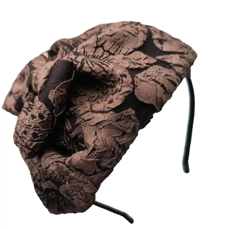 652F Elegant Fascinator Hat Headband Bowknot Textured Hair Accessories for Women Headband Headpiece 1920s Trend Art