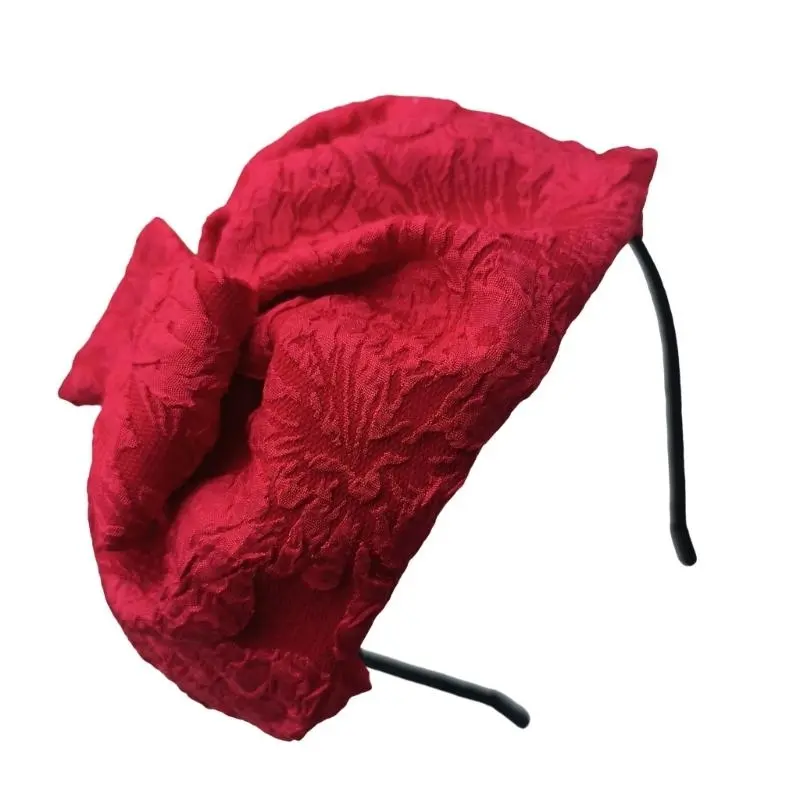 652F Elegant Fascinator Hat Headband Bowknot Textured Hair Accessories for Women Headband Headpiece 1920s Trend Art