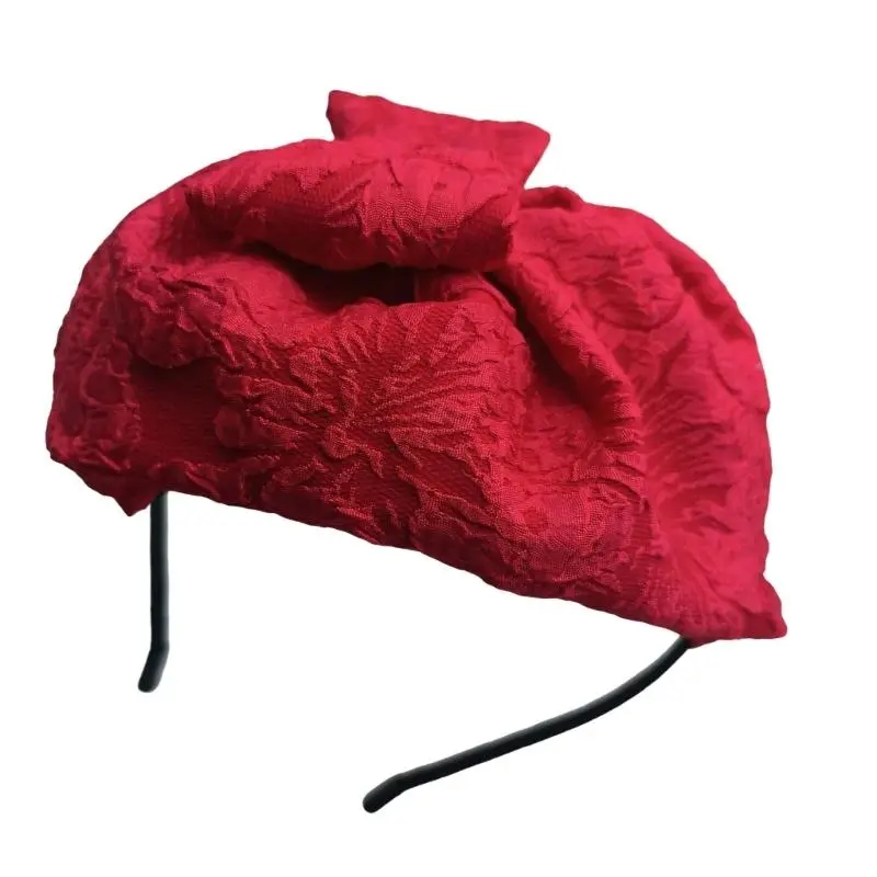 652F Elegant Fascinator Hat Headband Bowknot Textured Hair Accessories for Women Headband Headpiece 1920s Trend Art