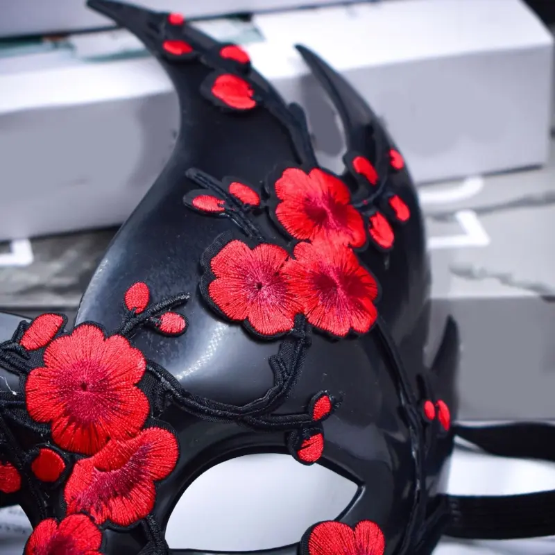 652F Masquerade Mask Mardi Gras Mask Venetians Mask Floral Half Face Mask for Halloween Ball Cosplay Performances Props