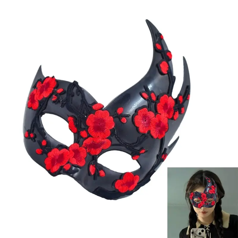 652F Masquerade Mask Mardi Gras Mask Venetians Mask Floral Half Face Mask for Halloween Ball Cosplay Performances Props